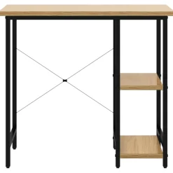 vidaXL Computerbureau 80x40x72 cm MDF metaal zwart lichteikenkleurig