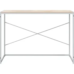 vidaXL Computerbureau 110x60x70 cm bewerkt hout wit en eikenkleurig
