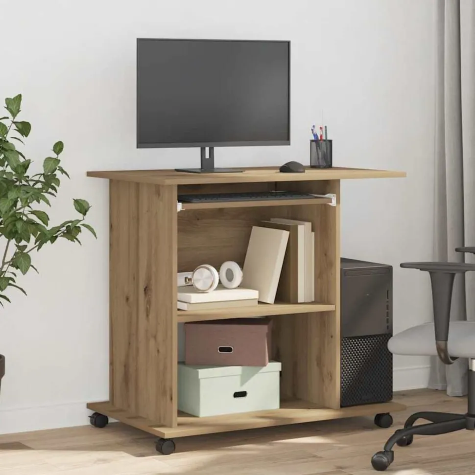 vidaXL Computerbureau 80x50x75 cm bewerkt hout artisanaal eikenkleur
