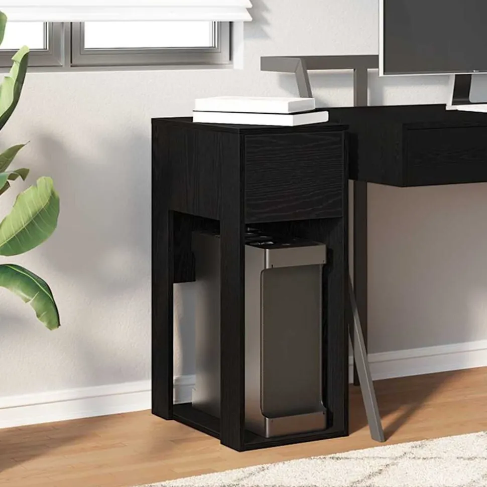 vidaXL Computertorenstandaard met lade 30x44x74 cm zwart