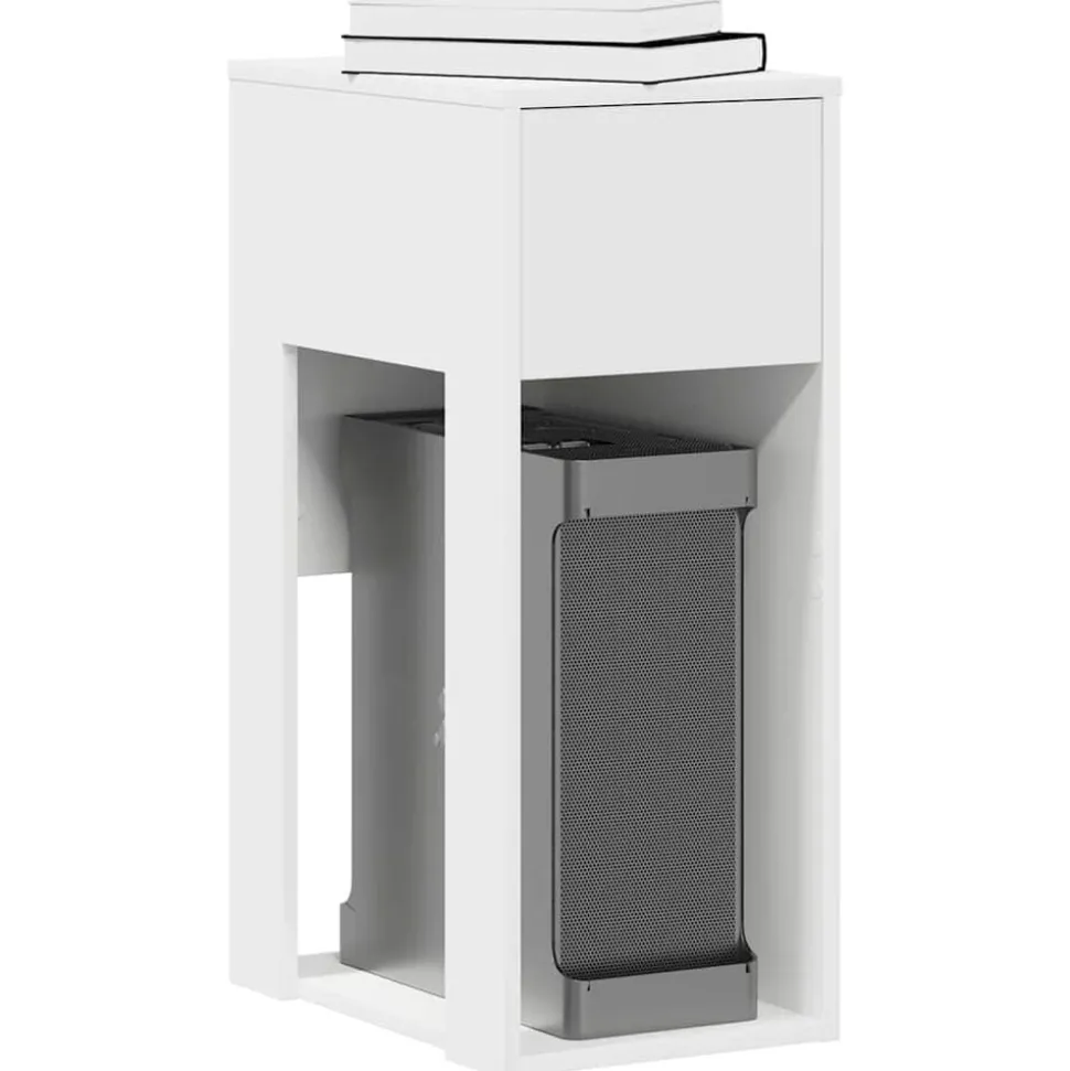 vidaXL Computertorenstandaard met lade 30x44x74 cm wit