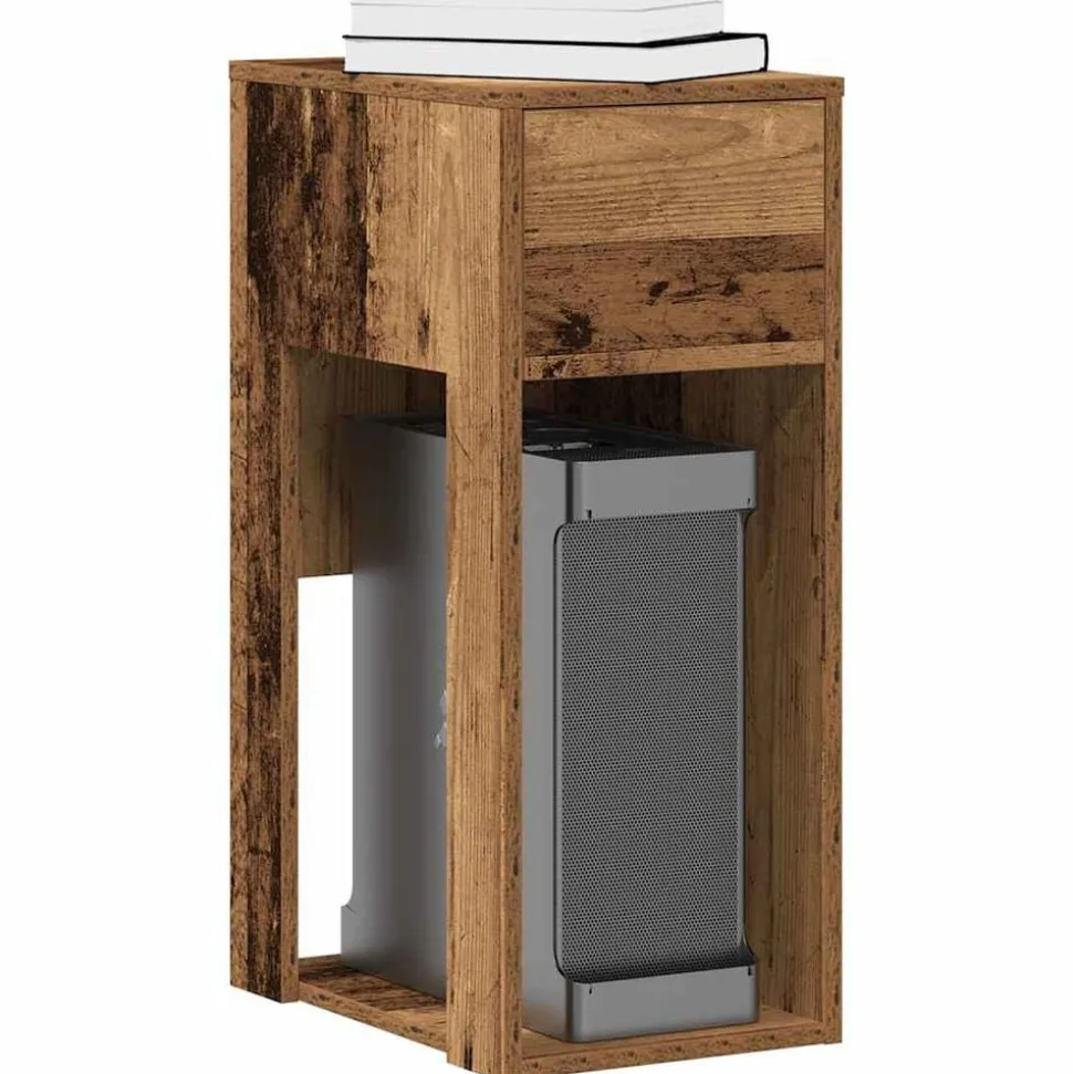 vidaXL Computertorenstandaard met lade 30x44x74 cm oud houtkleurig