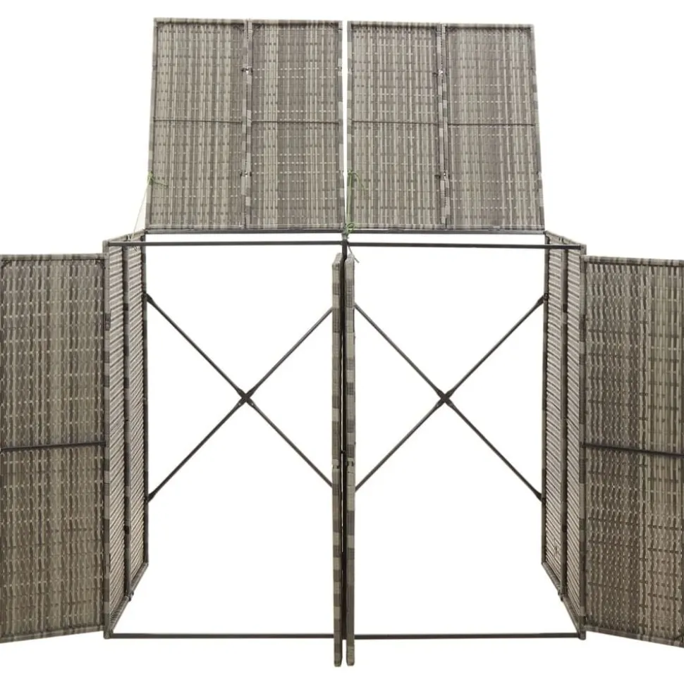 vidaXL Containerberging dubbel 140x80x117 cm poly rattan grijs