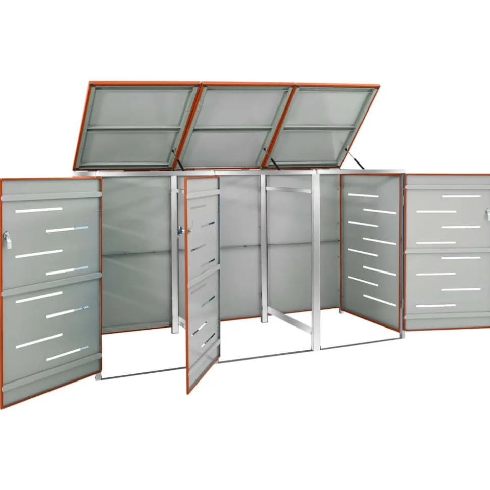 vidaXL Containerberging driedubbel 207x77,5x112,5 cm roestvrij staal