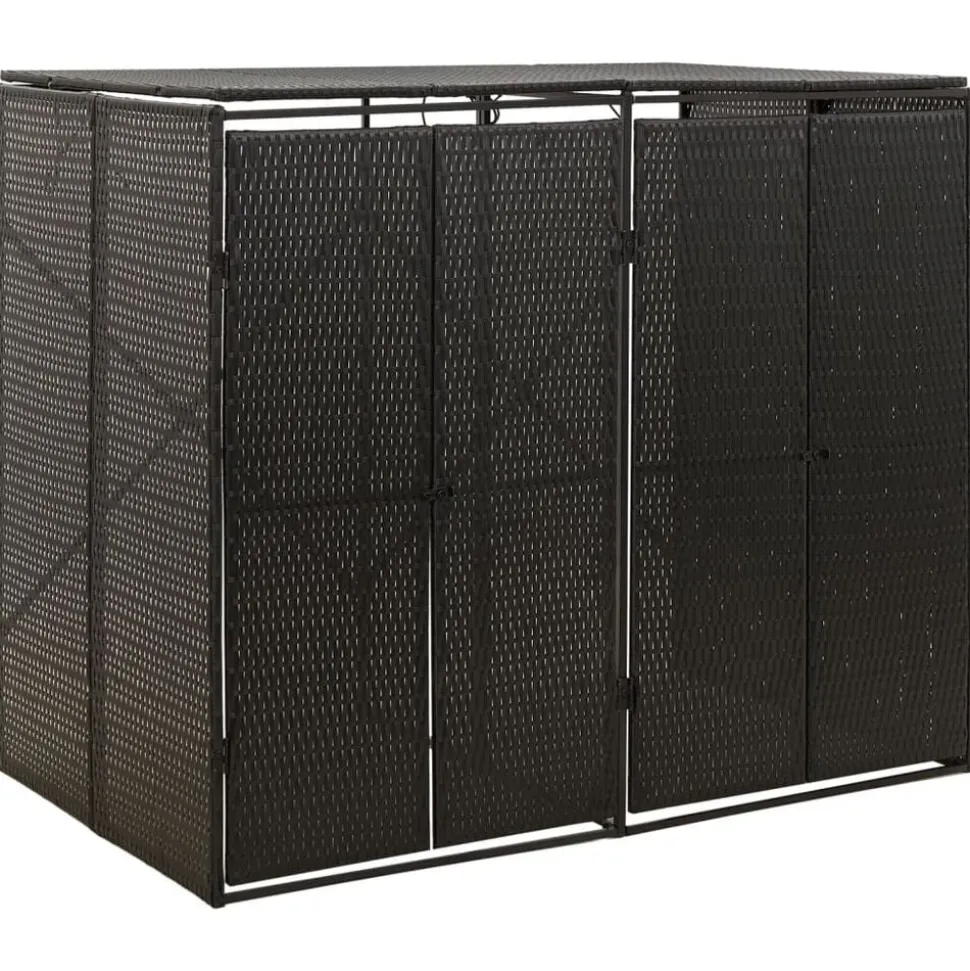 vidaXL Containerberging dubbel 140x80x117 cm poly rattan zwart