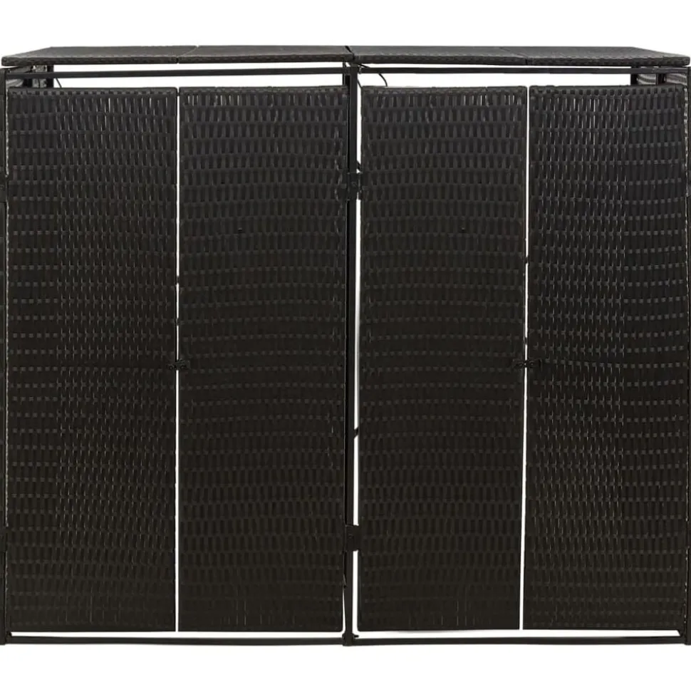 vidaXL Containerberging dubbel 140x80x117 cm poly rattan zwart
