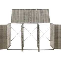 vidaXL Containerberging driedubbel 207x80x117 cm poly rattan grijs