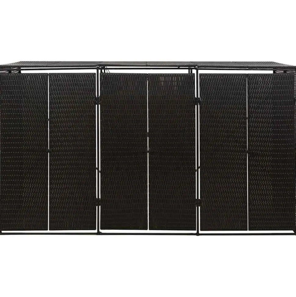 vidaXL Containerberging driedubbel 207x80x117 cm poly rattan zwart