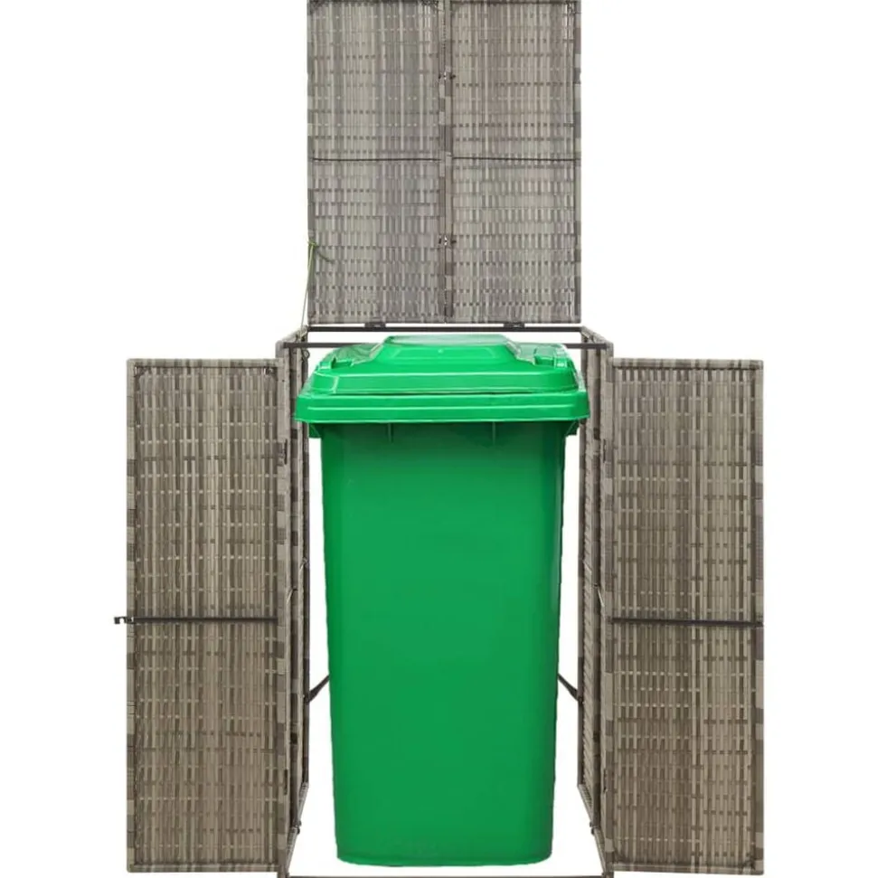 vidaXL Containerberging enkel 70x80x117 cm poly rattan grijs