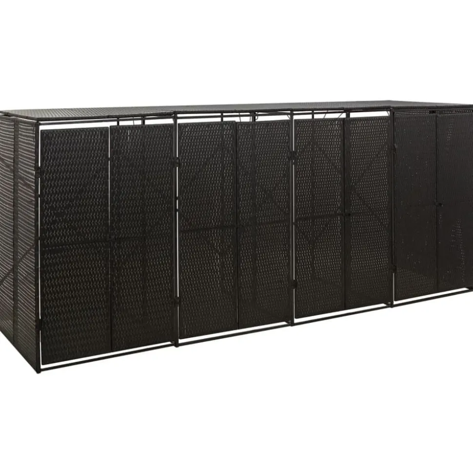 vidaXL Containerberging viervoudig 274x80x117 cm poly rattan zwart