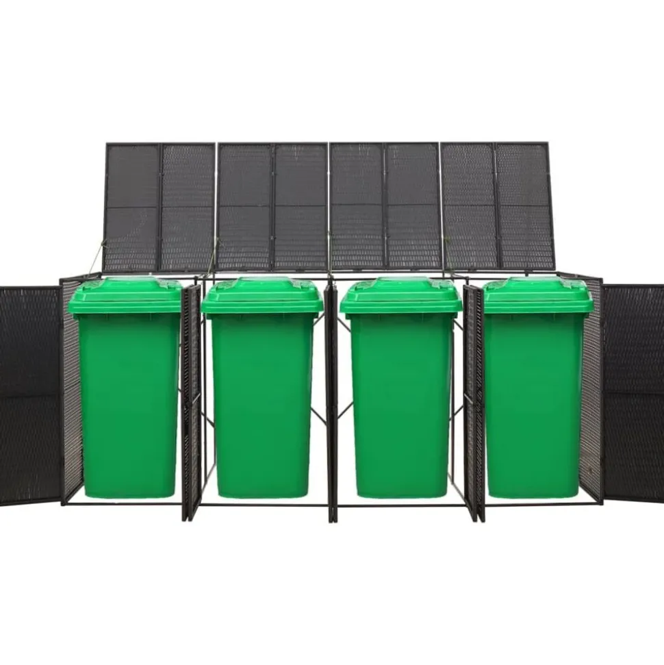 vidaXL Containerberging viervoudig 274x80x117 cm poly rattan zwart