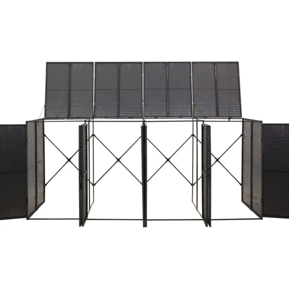 vidaXL Containerberging viervoudig 274x80x117 cm poly rattan zwart