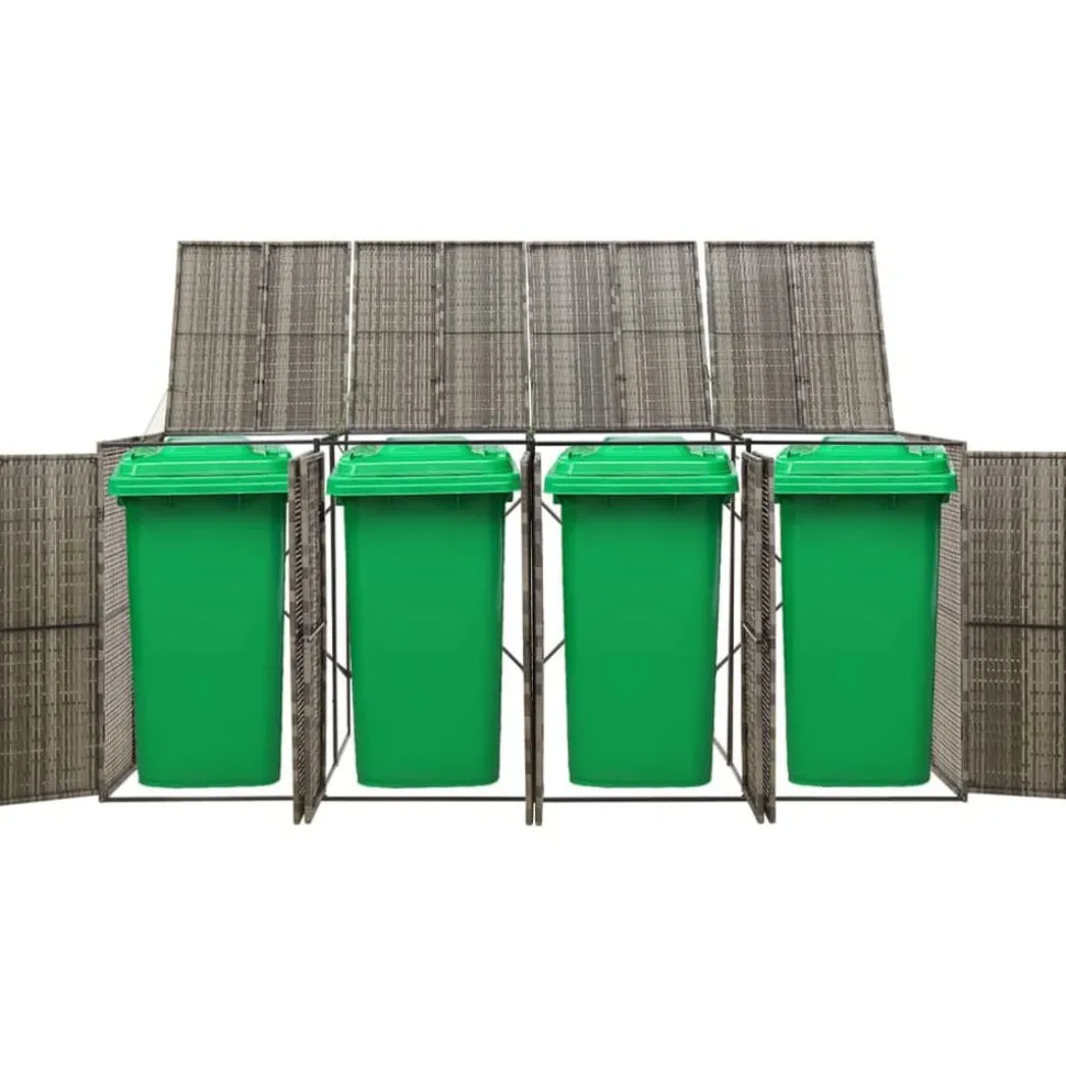 vidaXL Containerberging viervoudig 274x80x117 cm poly rattan grijs