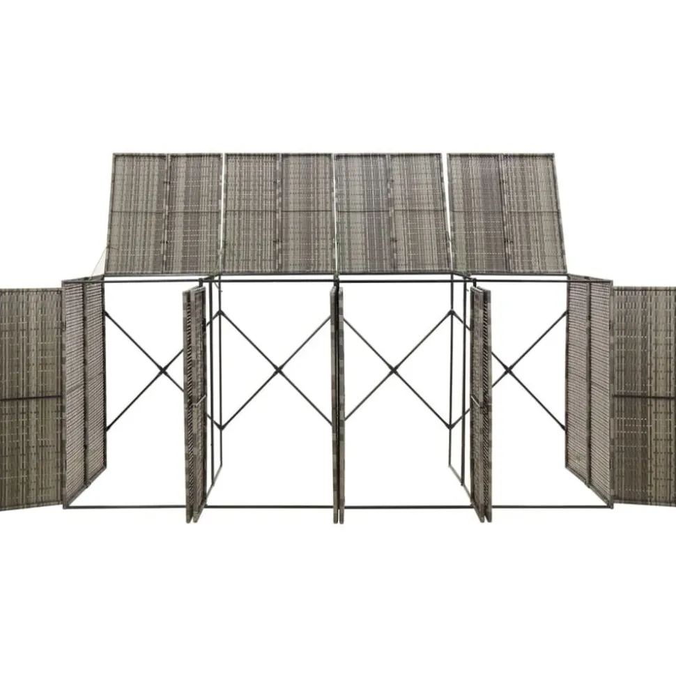 vidaXL Containerberging viervoudig 274x80x117 cm poly rattan grijs