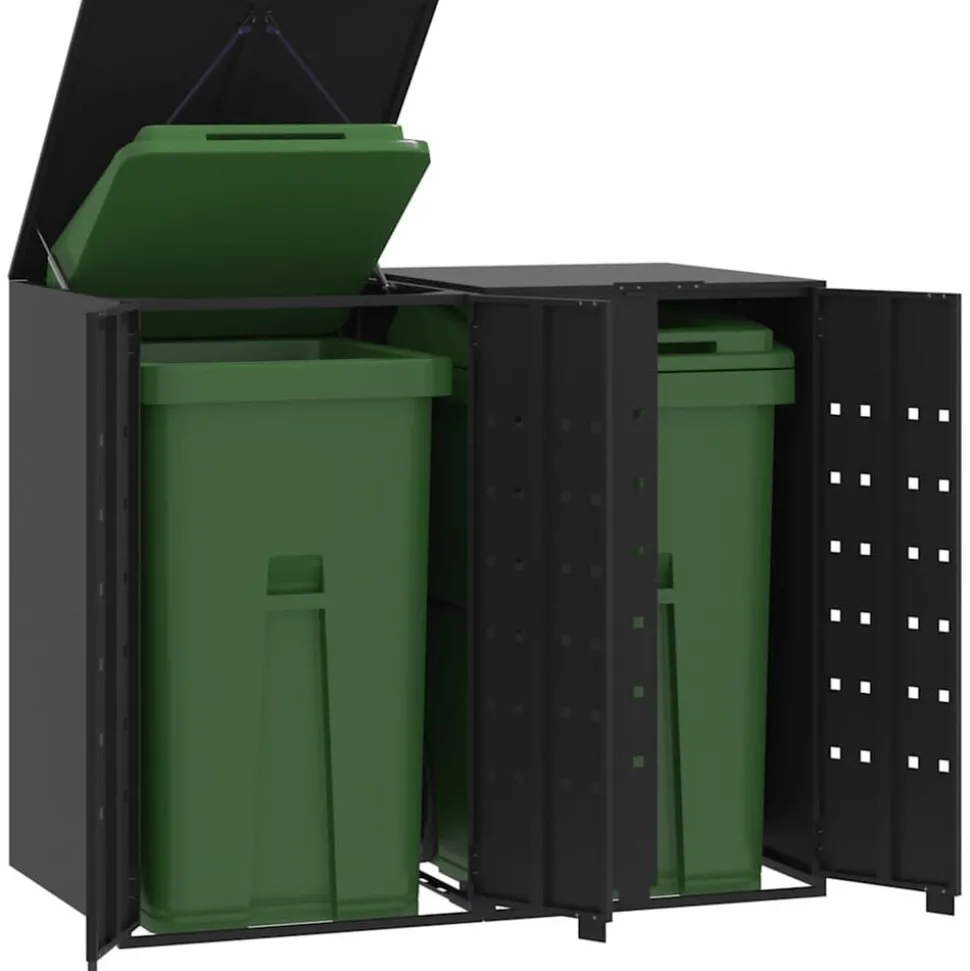 vidaXL Containerberging voor 2 containers 138x79x117 cm staal zwart