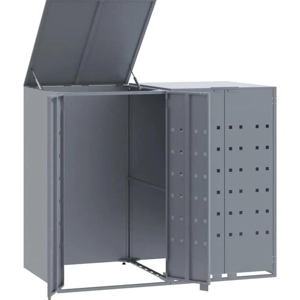 vidaXL Containerberging voor 2 containers 138x79x117 cm staal grijs