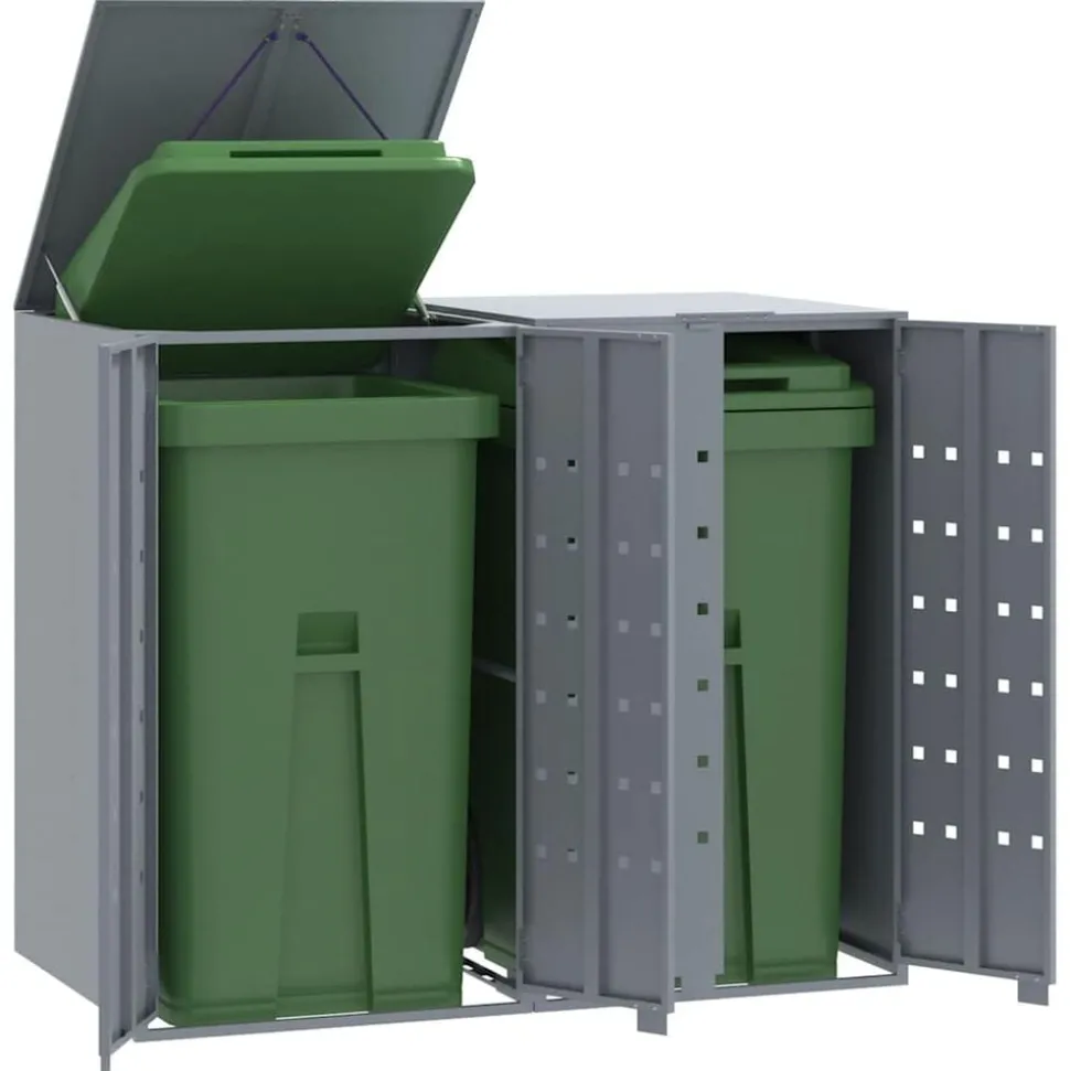 vidaXL Containerberging voor 2 containers 138x79x117 cm staal grijs