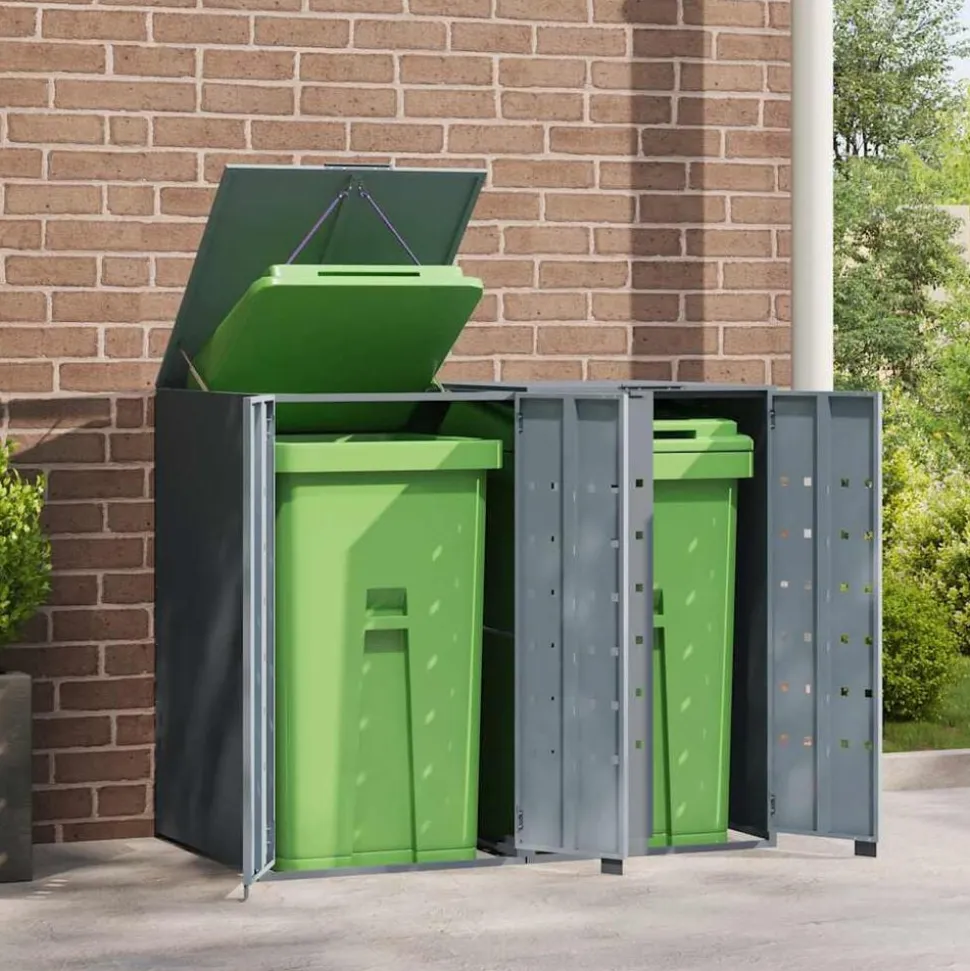 vidaXL Containerberging voor 2 containers 138x79x117 cm staal grijs