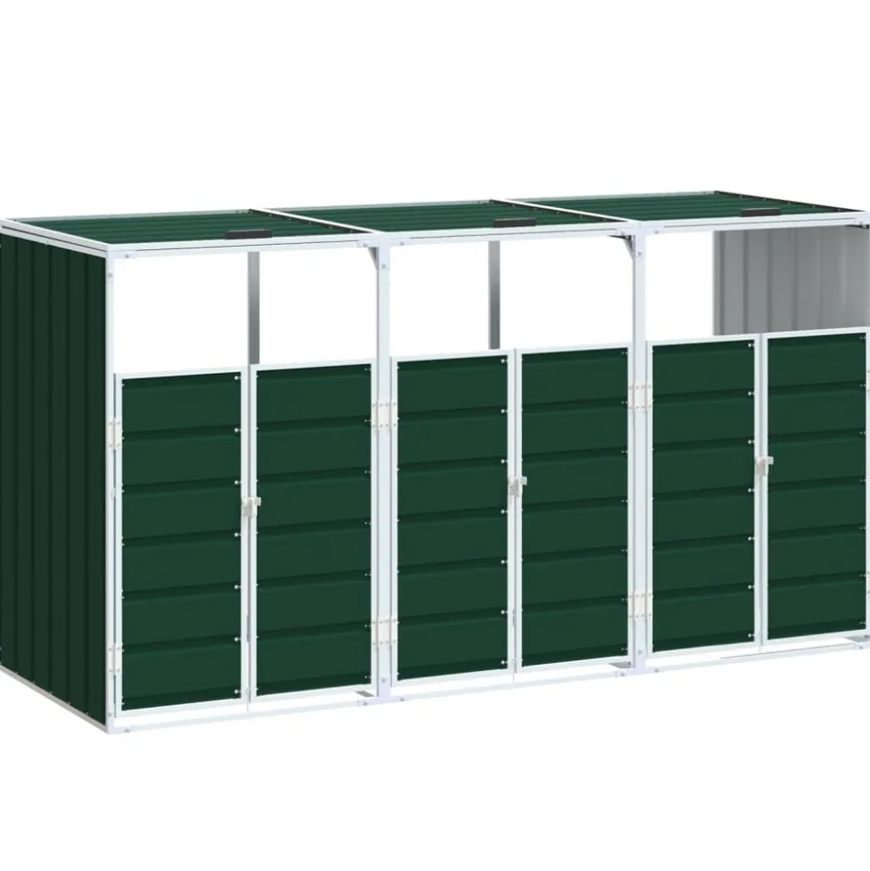 vidaXL Containerberging voor 3 containers 216x81x115 cm staal groen