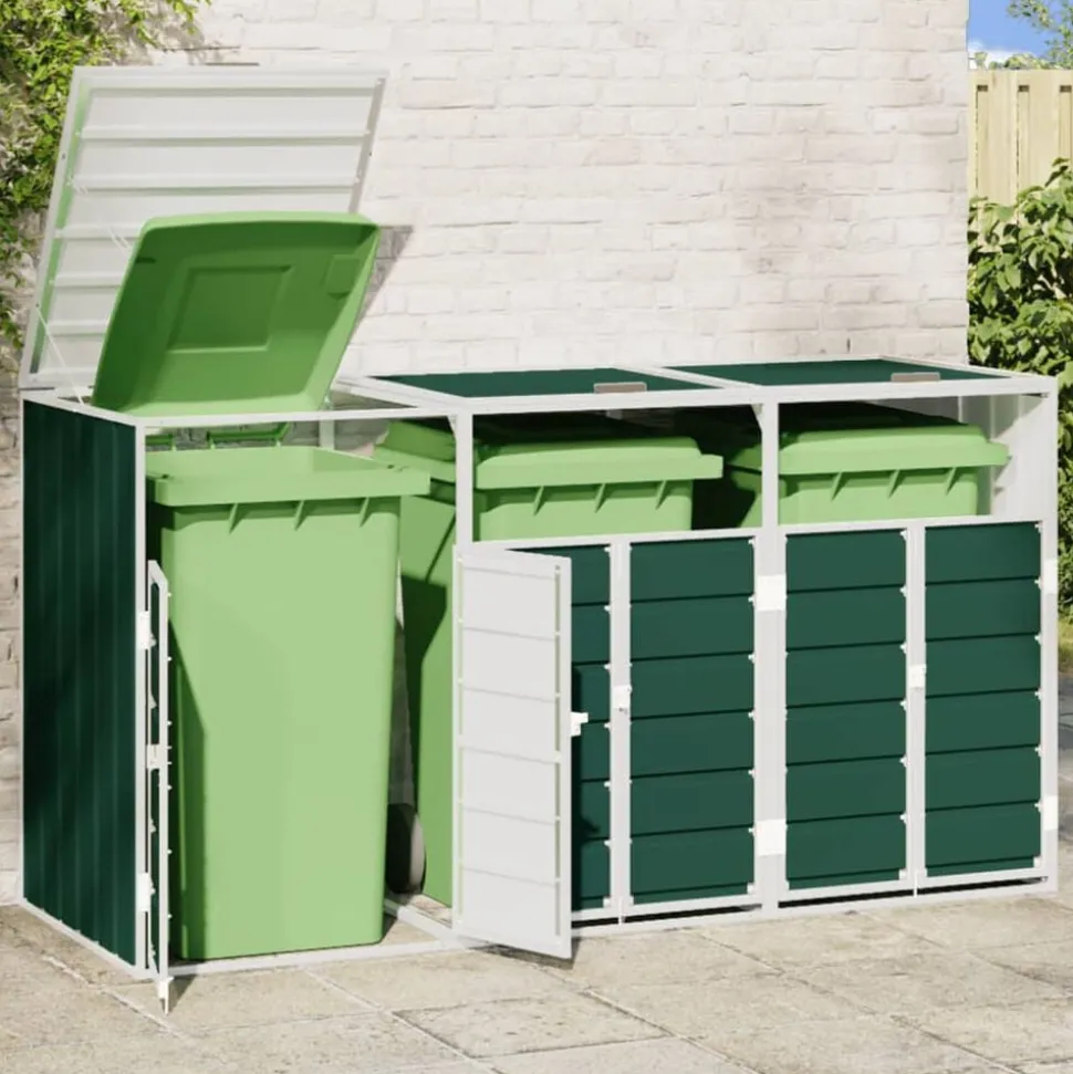 vidaXL Containerberging voor 3 containers 216x81x115 cm staal groen
