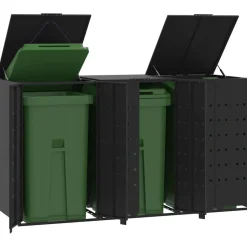 vidaXL Containerberging voor 3 containers 207x79x117 cm staal zwart