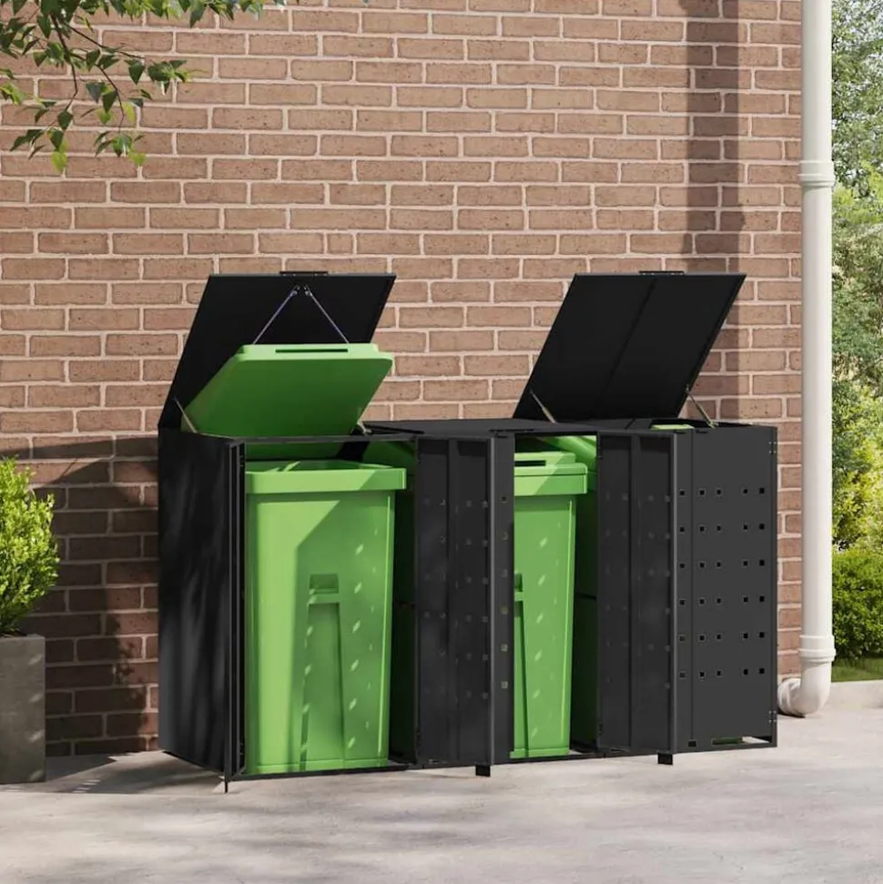 vidaXL Containerberging voor 3 containers 207x79x117 cm staal zwart