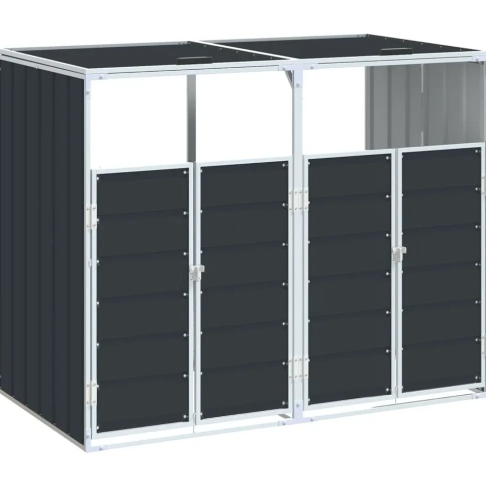 vidaXL Containerberging voor 2 containers 144x81x113cm staal antraciet