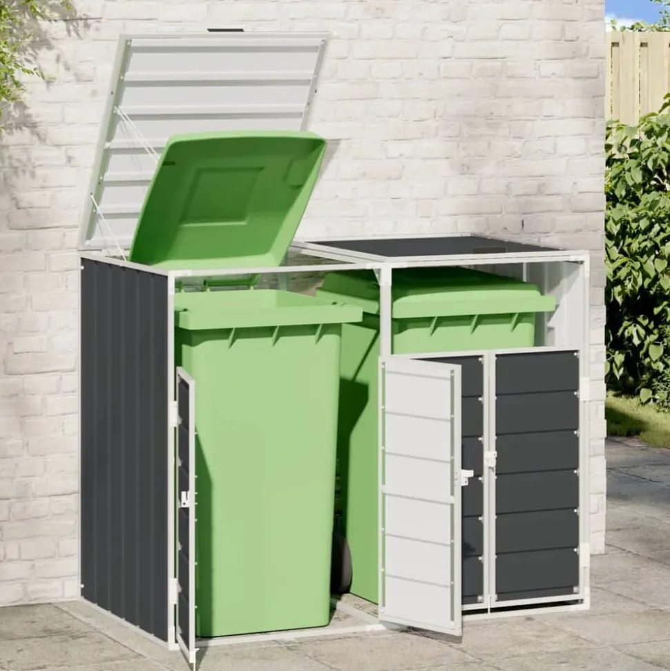 vidaXL Containerberging voor 2 containers 144x81x113cm staal antraciet