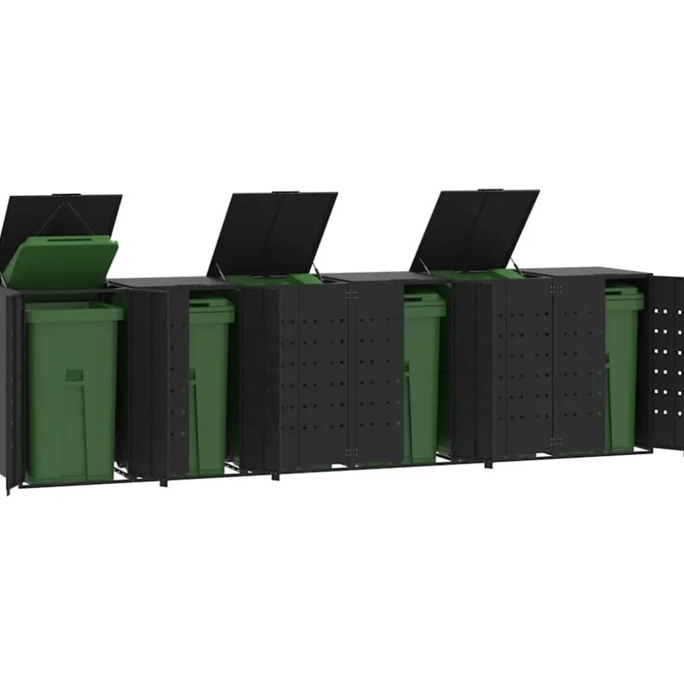 vidaXL Containerberging voor 6 containers 414x79x117 cm staal zwart