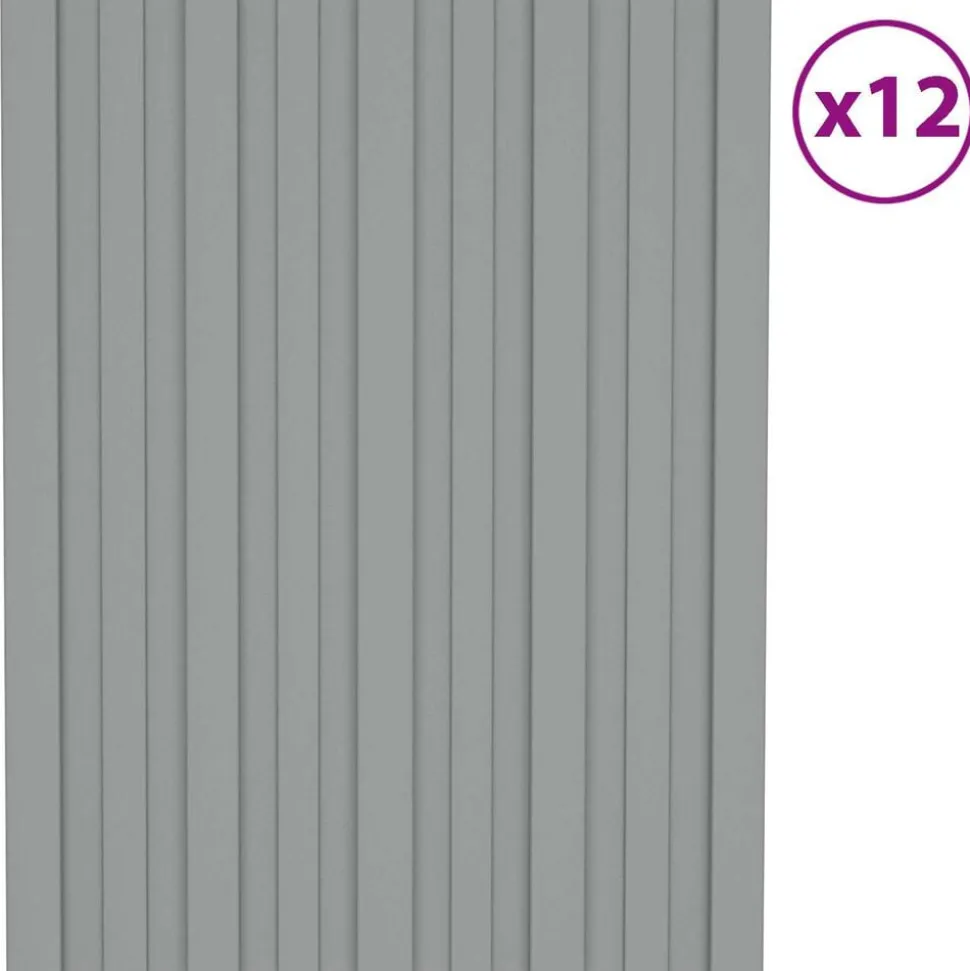 vidaXL Dakpaneel 12 pcs Grijs 60 x 45 cm Gegalvaniseerd staal