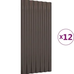 vidaXL Dakpanelen 12 st 80x36 cm gegalvaniseerd staal bruin