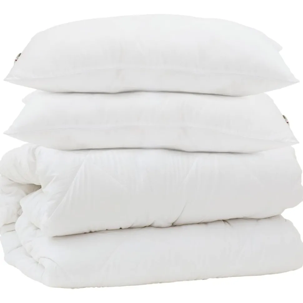 vidaXL Dekbed met kussen 3 pcs Wit Microfibre