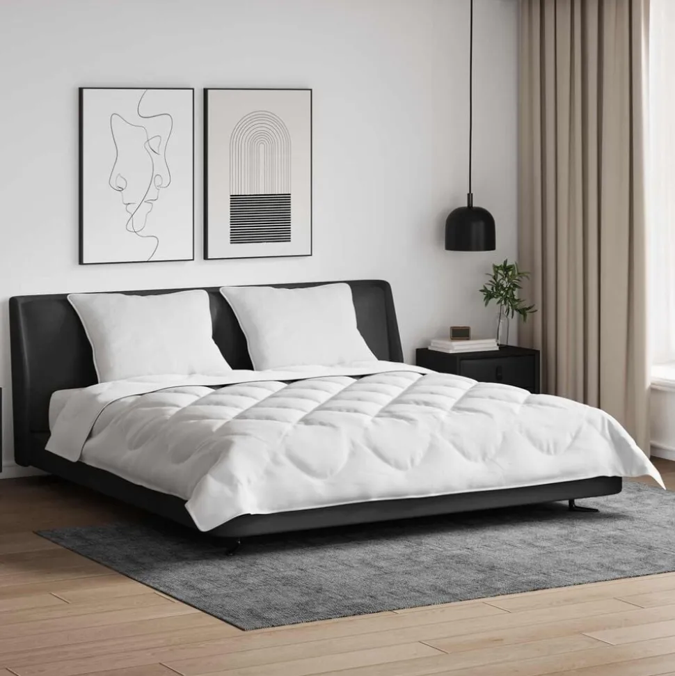 vidaXL Dekbed met kussen 3 pcs Wit Microfibre