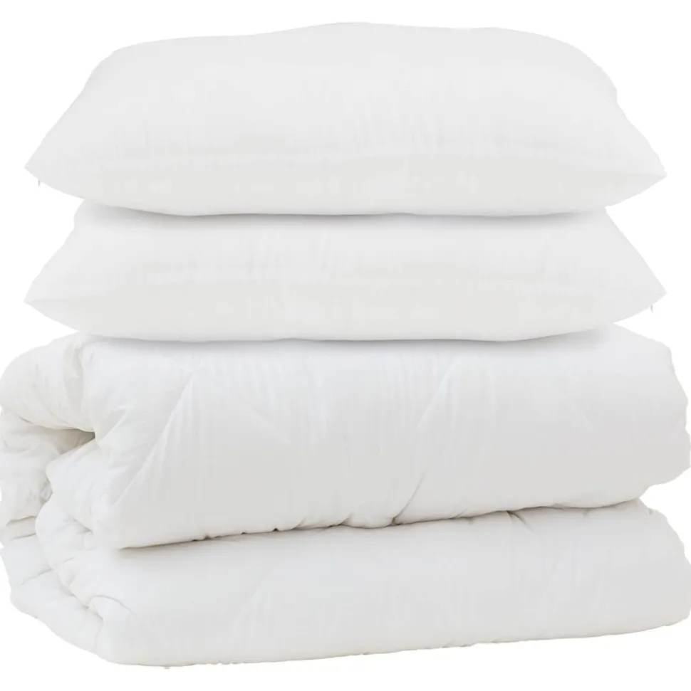 vidaXL Dekbed met kussen 3 pcs Wit Microfibre