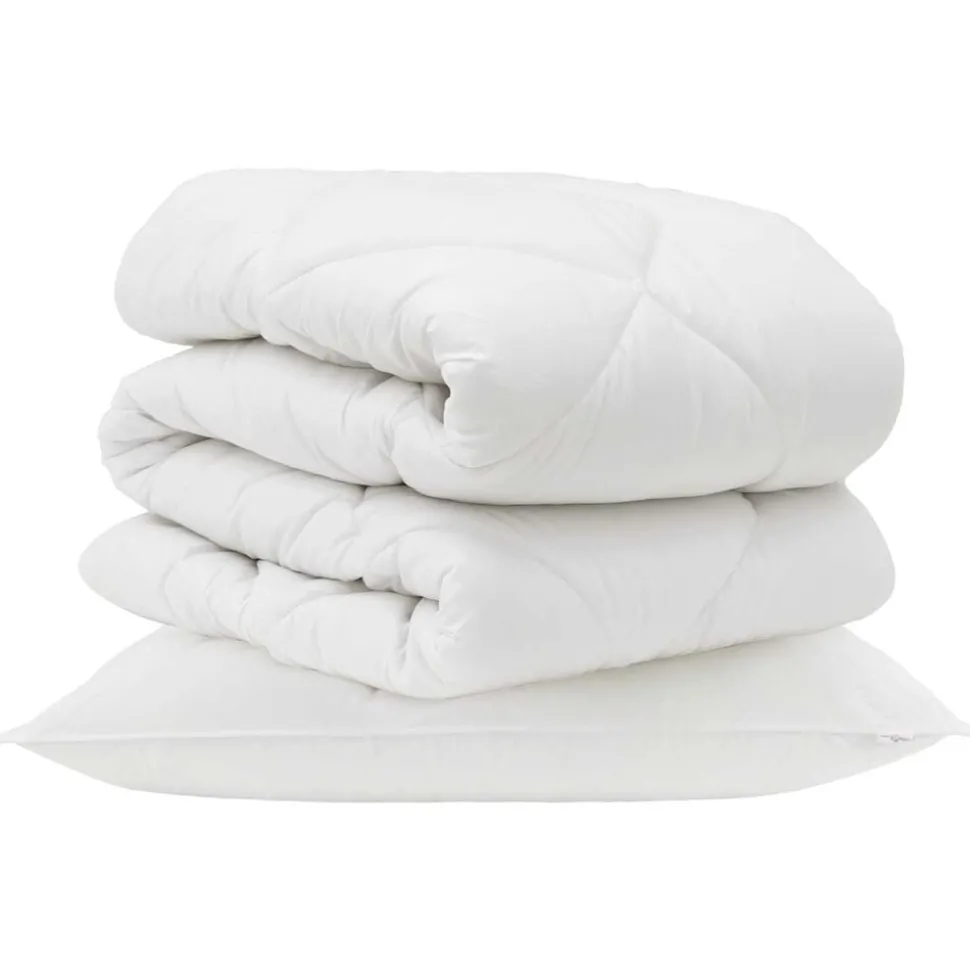 vidaXL Dekbed met kussen 2 pcs Wit Microvezel