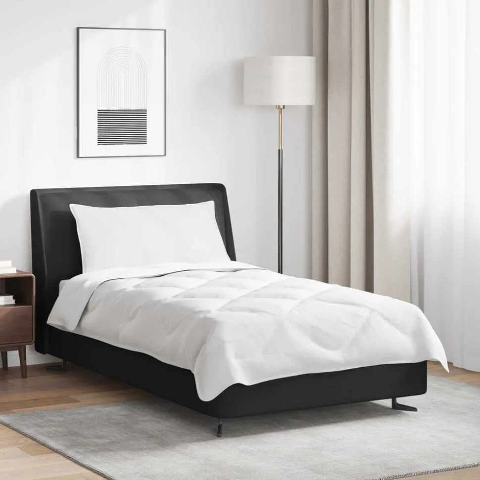 vidaXL Dekbed met kussen 2 pcs Wit Microvezel