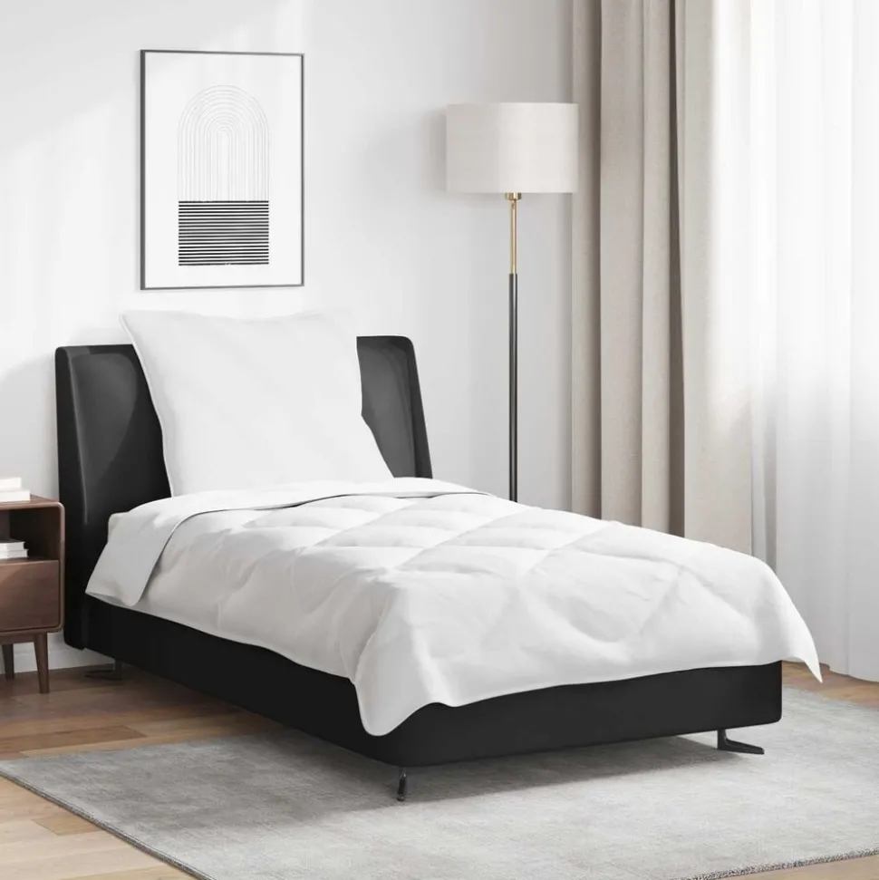 vidaXL Dekbed met kussen 2 pcs Wit Microvezel
