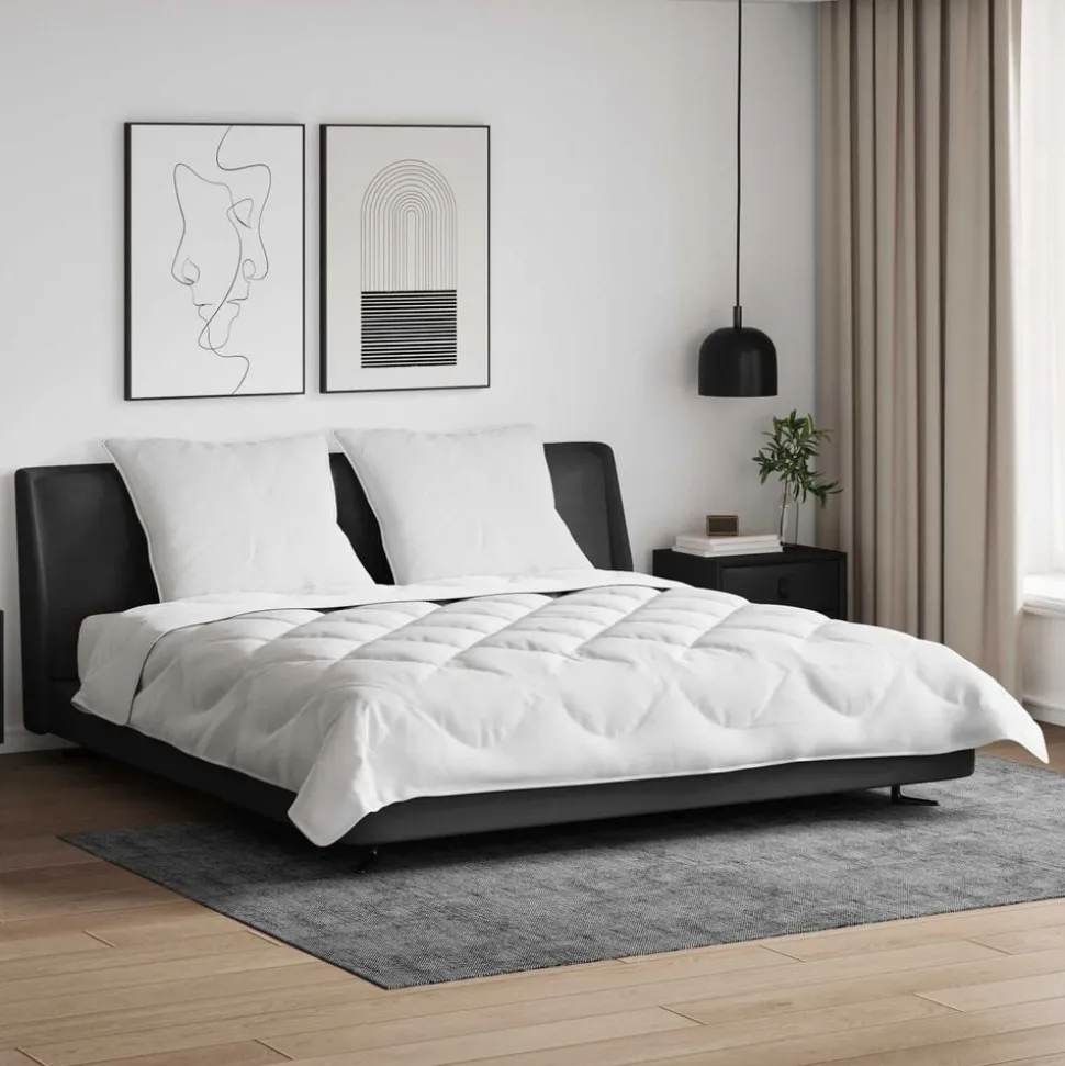 vidaXL Dekbed met kussen 3 pcs Wit Microfibre