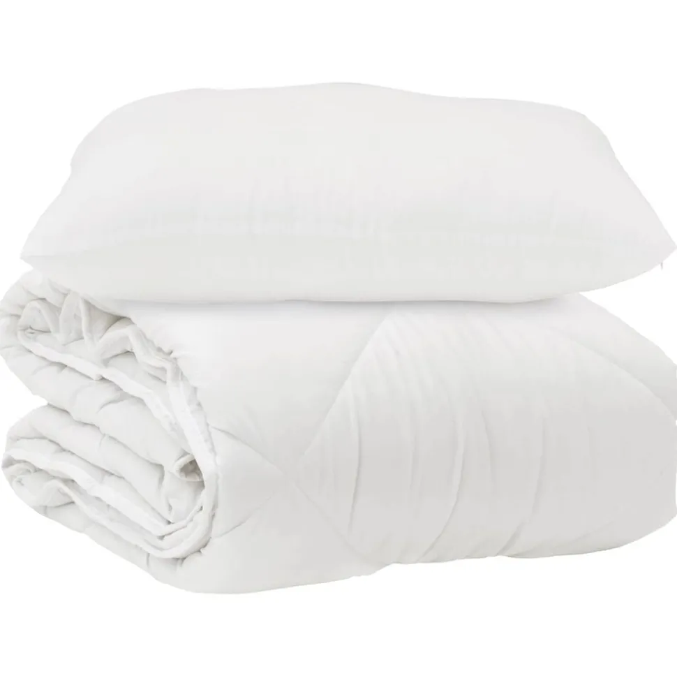 vidaXL Dekbed met kussen 2 pcs Wit Microvezel