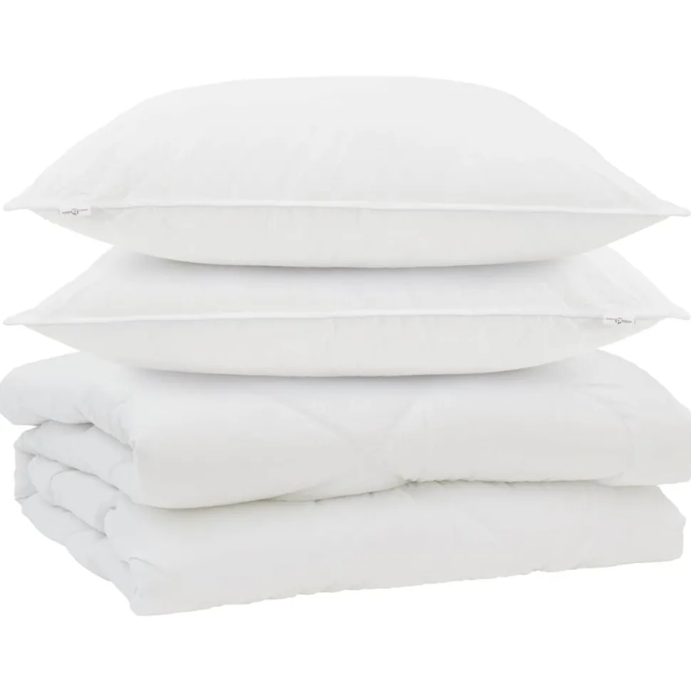 vidaXL Dekbed met kussen 3 pcs Wit Microfibre