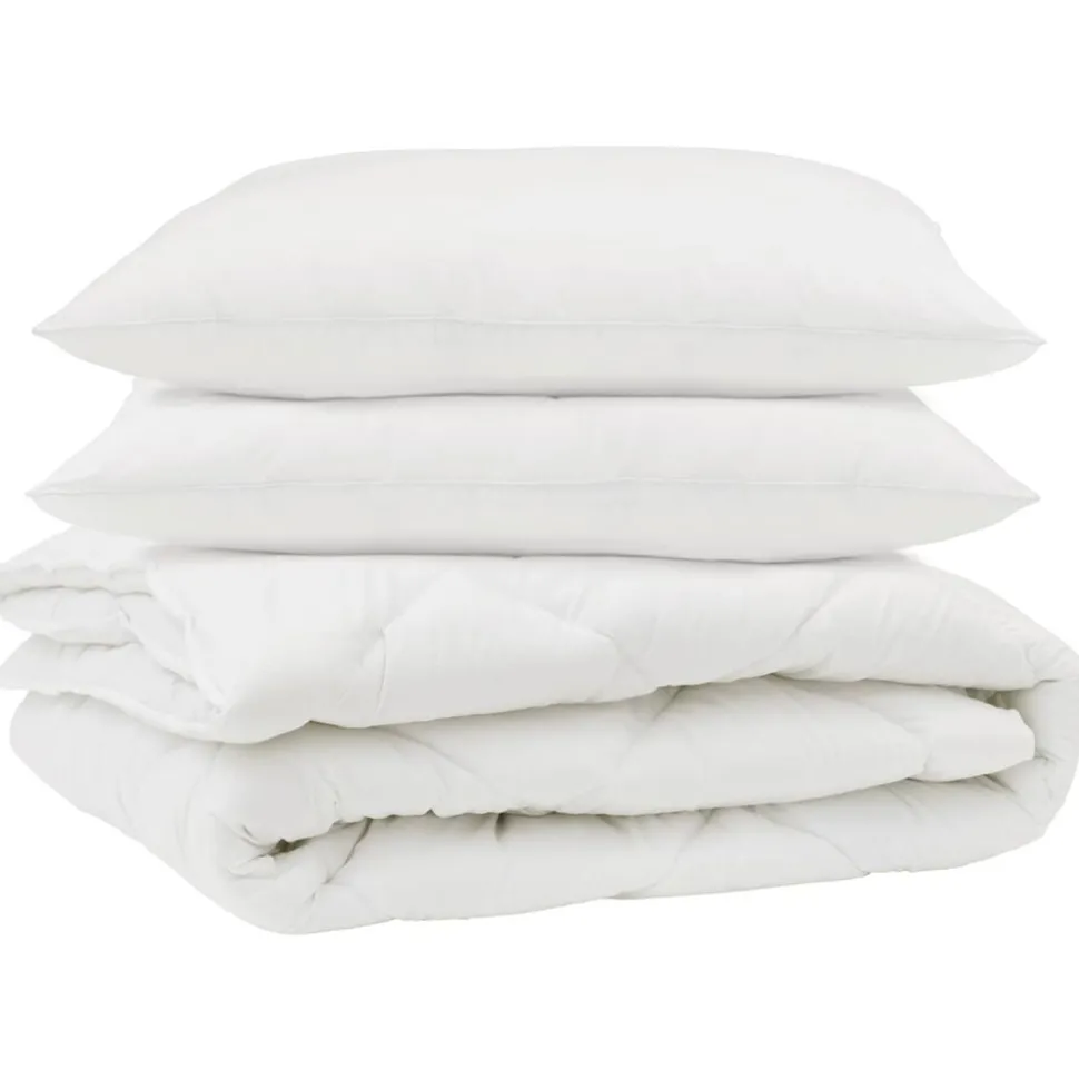 vidaXL Dekbed met kussen 3 pcs Wit Microfibre