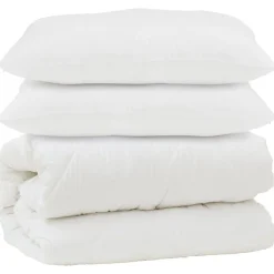 vidaXL Dekbed met kussen 3 pcs Wit Microfibre