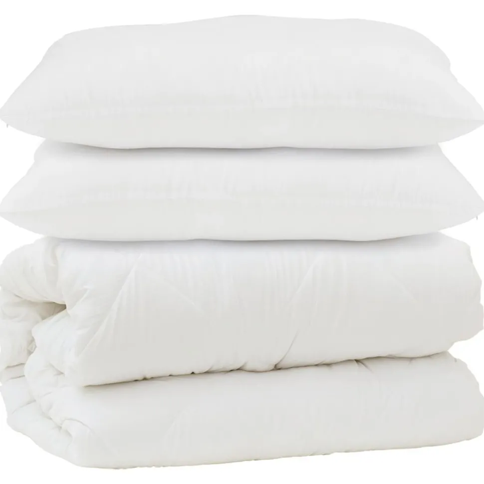 vidaXL Dekbed met kussen 3 pcs Wit Microfibre
