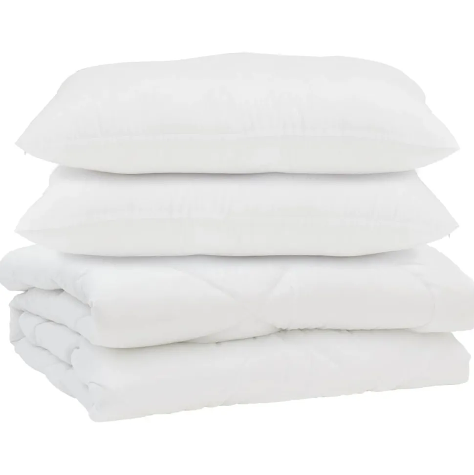 vidaXL Dekbed met kussen 3 pcs Wit Microfibre