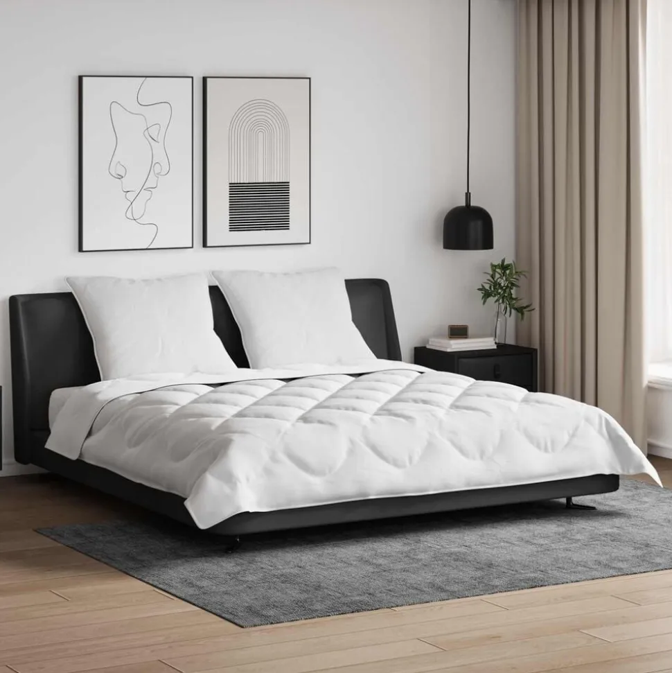 vidaXL Dekbed met kussen 3 pcs Wit Microvezel