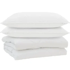 vidaXL Dekbed met kussen 3 pcs Wit Microfibre