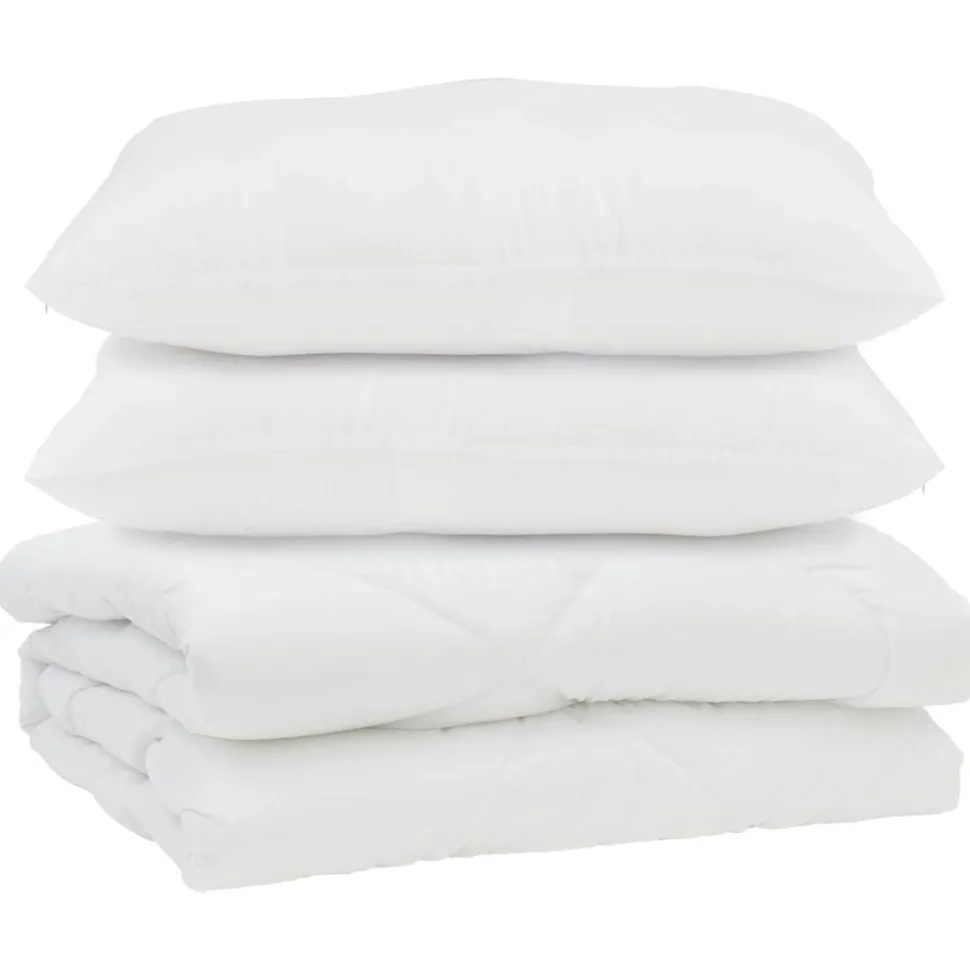 vidaXL Dekbed met kussen 3 pcs Wit Microfibre