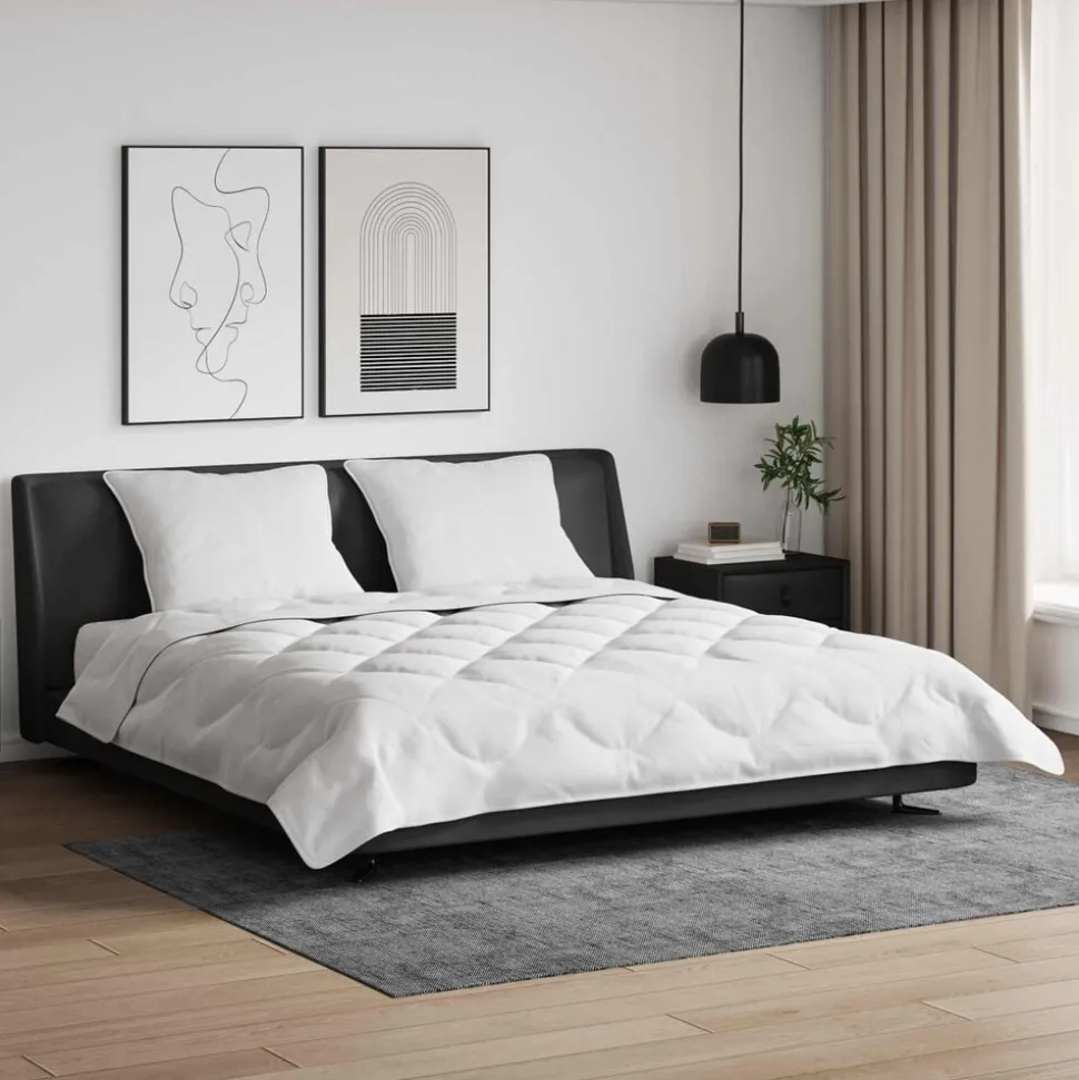 vidaXL Dekbed met kussen 3 pcs Wit Microfibre