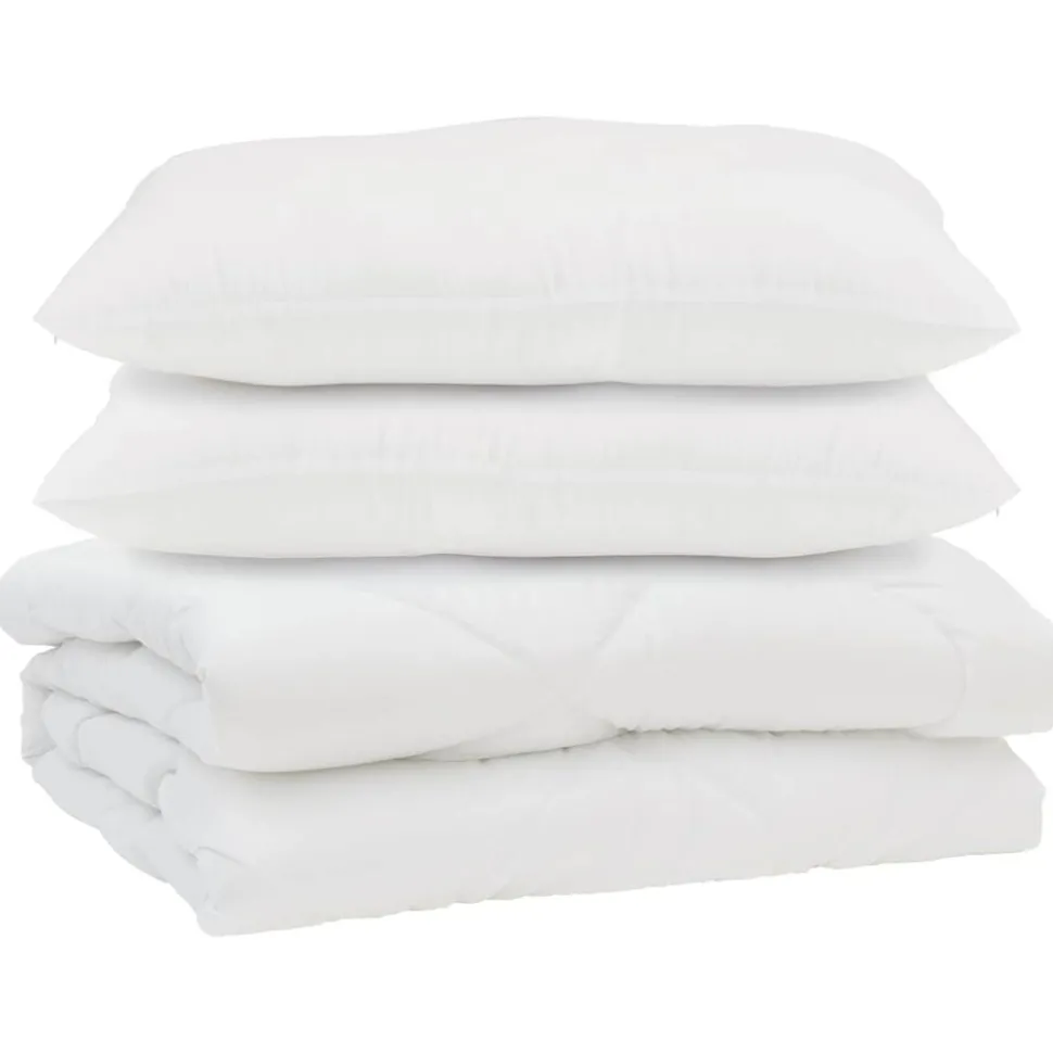 vidaXL Dekbed met kussen 3 pcs Wit Microfibre
