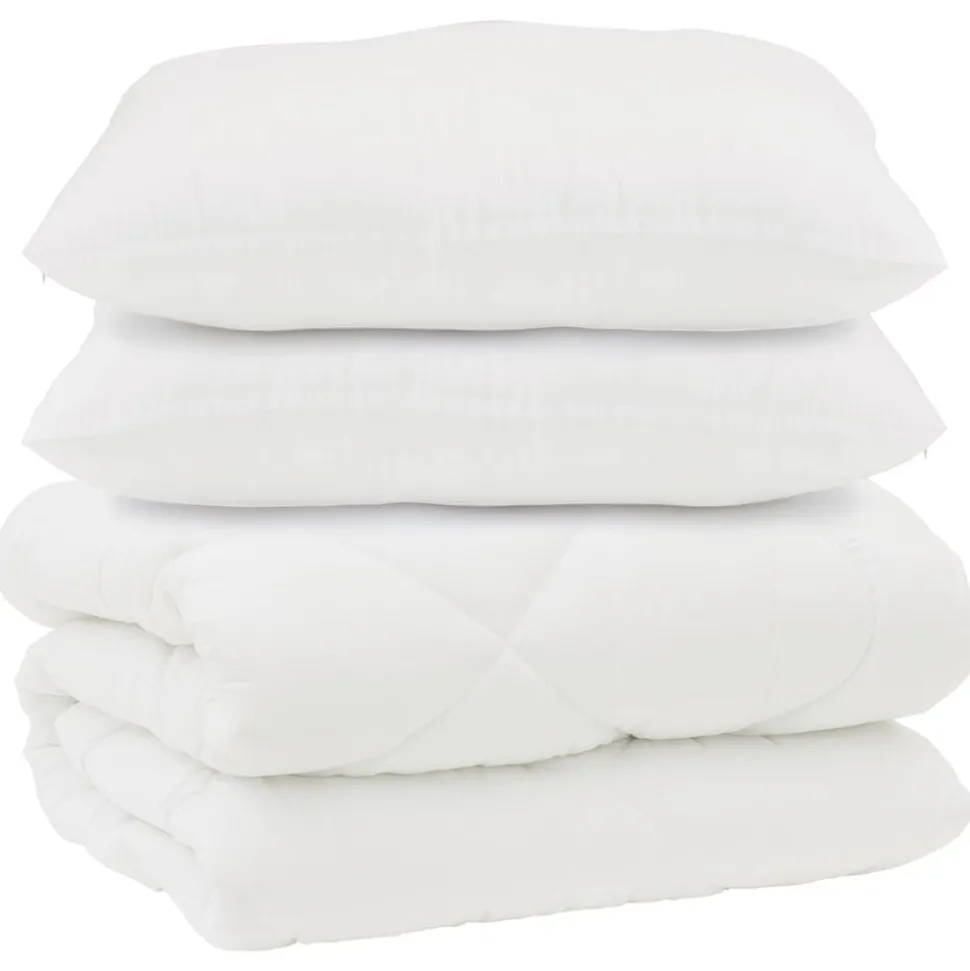 vidaXL Dekbed met Kussens 3 pcs Wit Microfiber en Dons Feather